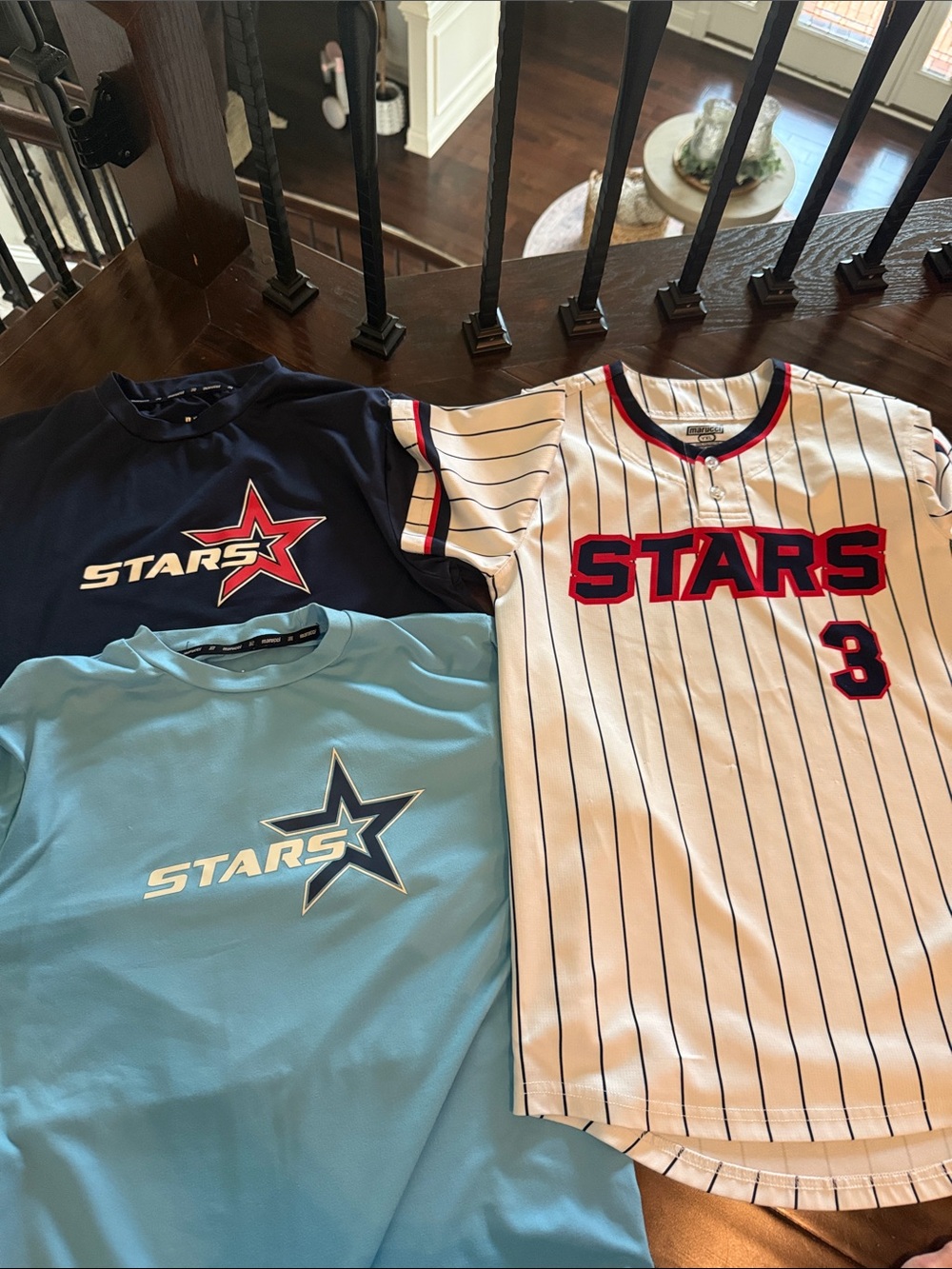 Stars baseball-  Navy, Light Blue practice & White Pinstripe Jersey #3